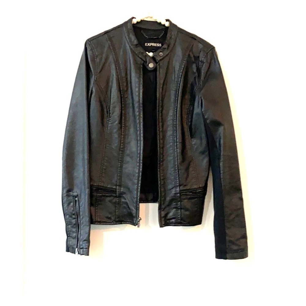 Express black faux leather jacket size M
